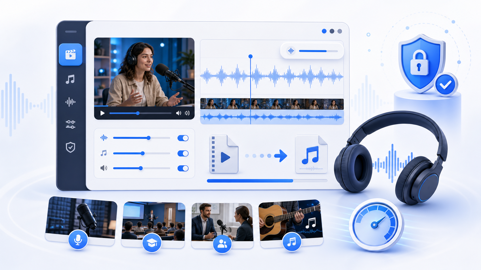 MP4 to MP3 benefits with waveform editing and local privacy controls