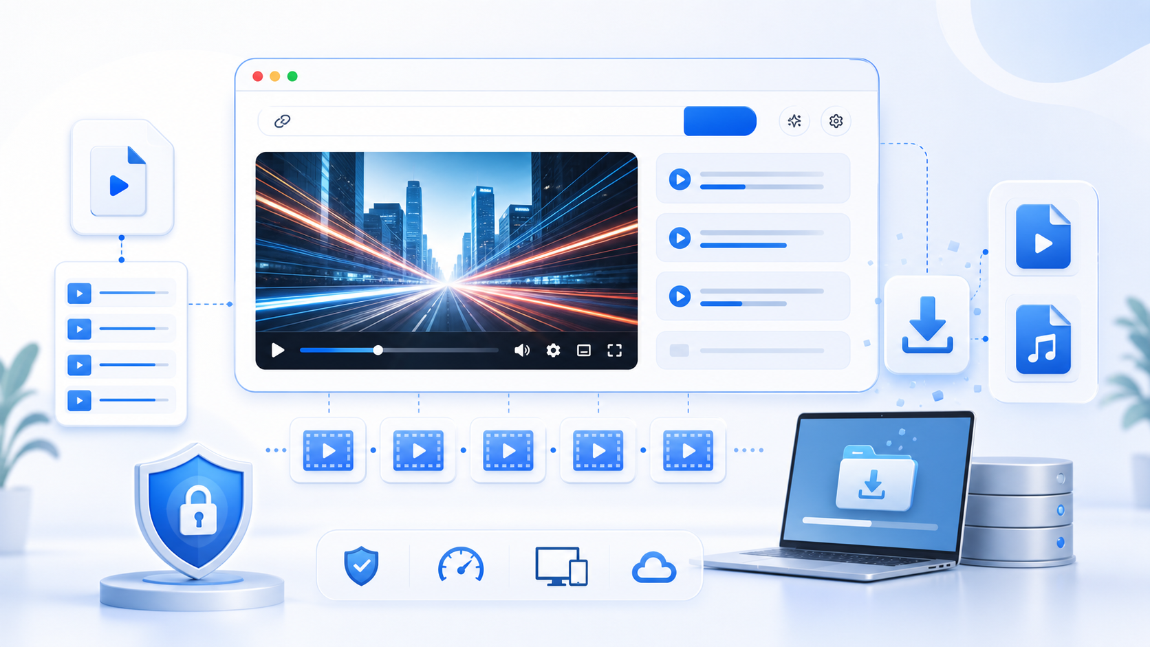 Browser video downloader workflow with MP4 and HLS stream handling
