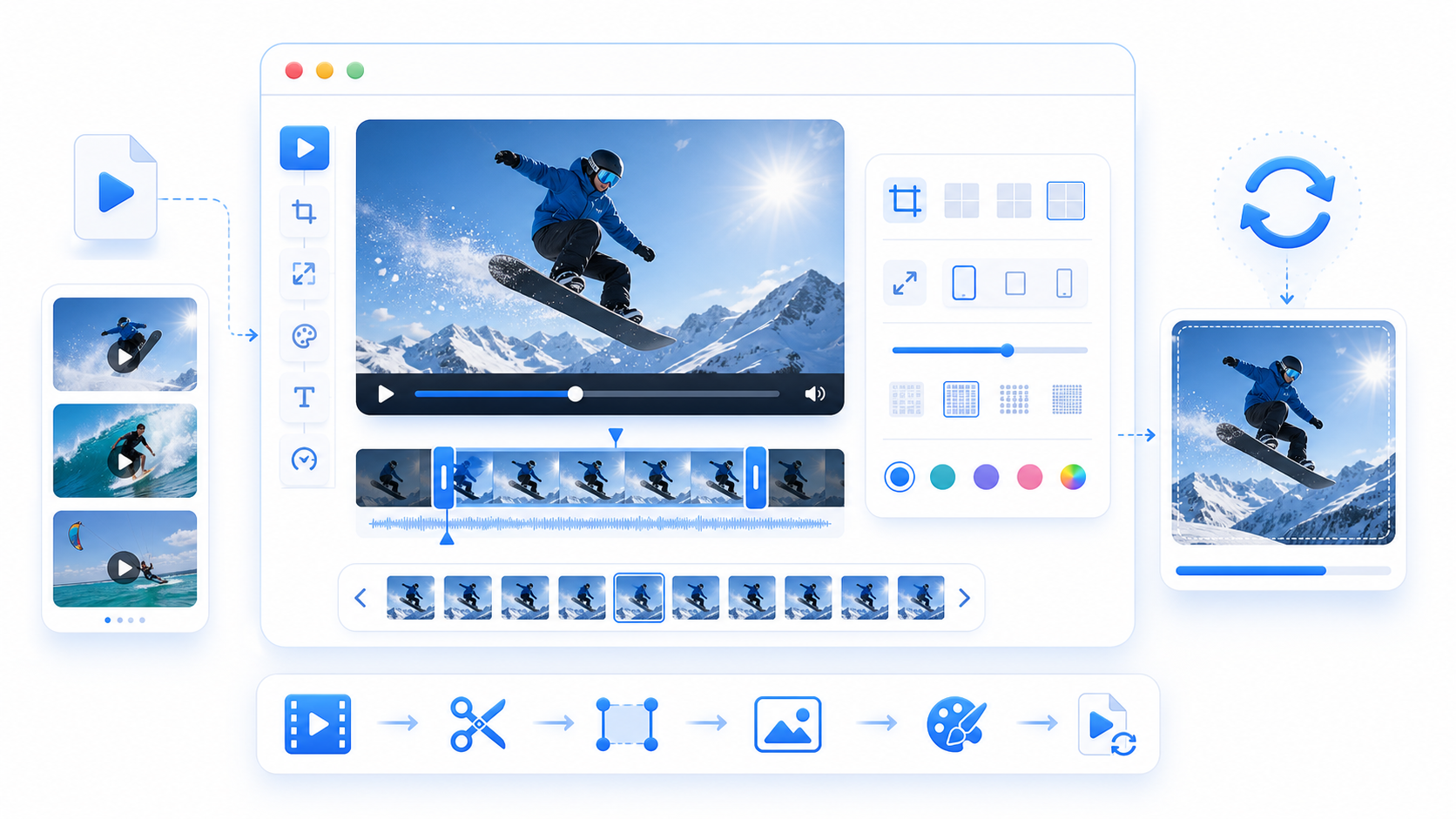 Browser workflow for trimming video frames into a looping animation